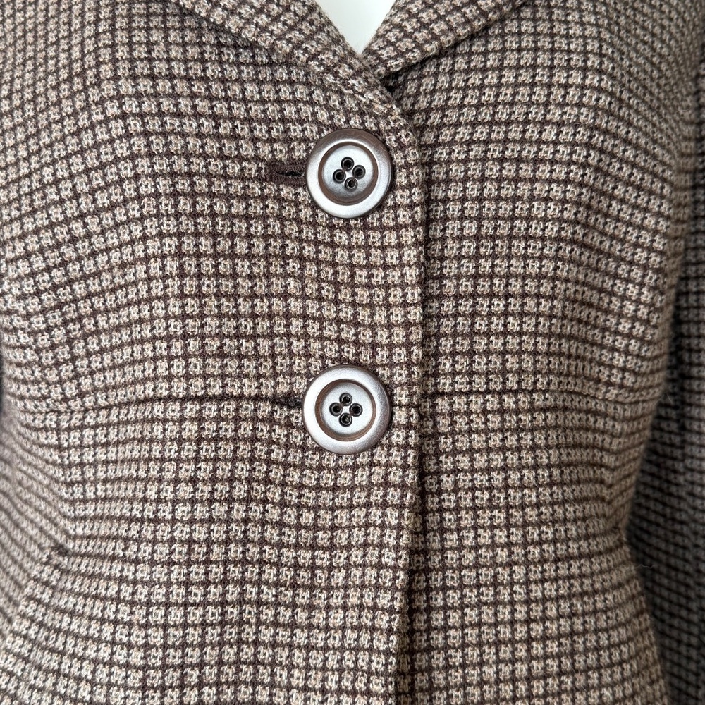 Ann Taylor (Original Ann Taylor) Brown/Cream Wool Blend 2-Button Jacket Size 8 - Picture 2 of 10